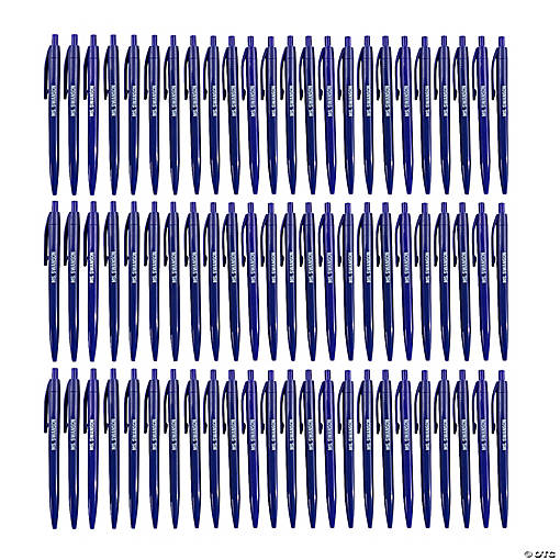 5 1/2" Bulk 72 Pc. Personalized Blue Retractable Pens