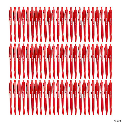 5 1/2" Bulk 72 Pc. Personalized Red Plastic Retractable Pens