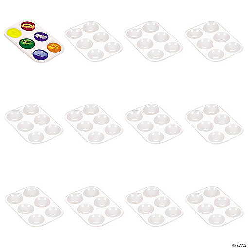 5 1/4" x 3 3/4" White Rectangular Plastic Paint Palettes - 12 Pc.