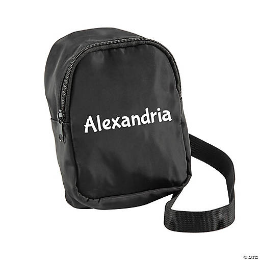 5 1/4" x 6 1/2" Personalized Mini Black Crossbody Polyester Backpack
