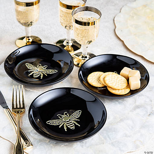 5 3/4" diam. Bee Pattern Glass Plates Assortment Set - 3 Pc.
