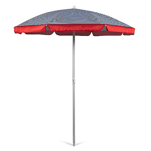 5.5 Ft. Portable Beach Umbrella - Blue Pinstripe Pattern