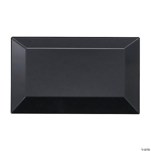 5.5" x 8.5" Black Rectangular Plastic Dessert Plates (60 Plates)