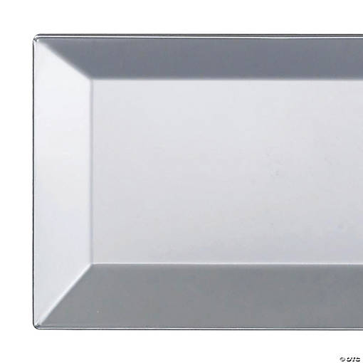 5.5" x 8.5" Silver Rectangular Plastic Dessert Plates (60 Plates)