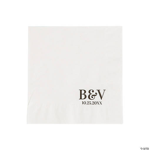 5" Bulk 50 Ct. Personalized Monogram Elegance Beverage Napkins