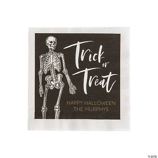 5" Bulk 50 Pc. Personalized Skeleton Beverage Napkins
