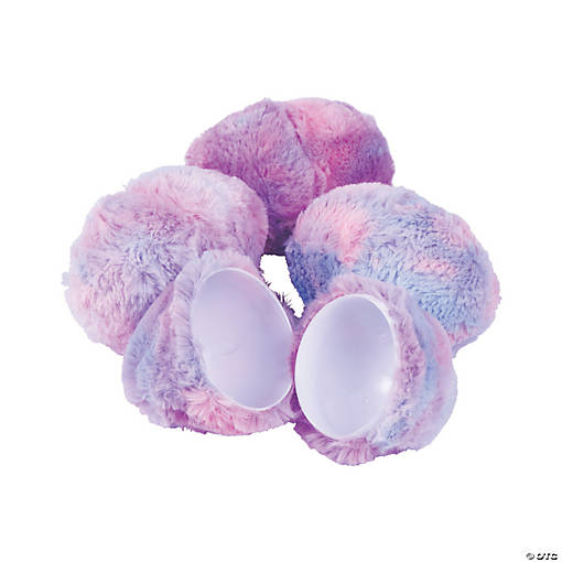 5" Purple Plush Covered Plastic Easter Eggs - 6 Pc.