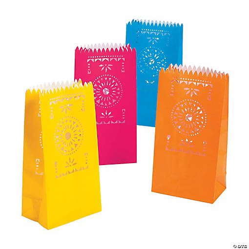 5  x 10' Bright Color Paper Goody Bags - 12 Pc.