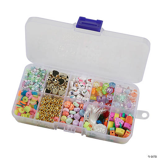 5" x 2 1/2" Plastic Storage Box with Assorted Beads - 6 Pc.
