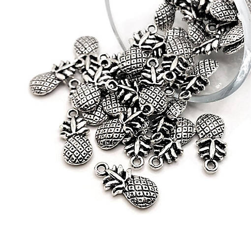 50 Pcs Antiqued Silver Pineapple Charms