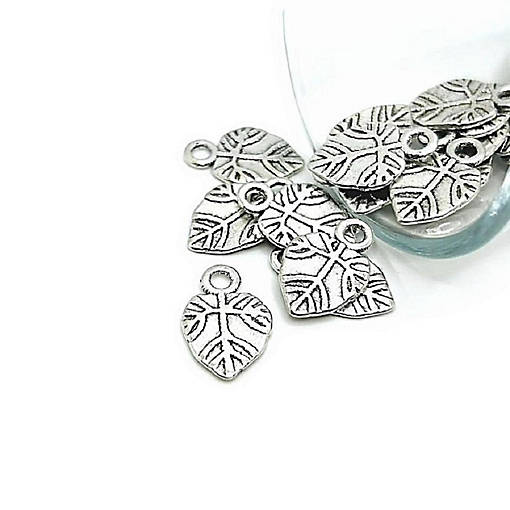 50 Pcs Antiqued Silver Tree Leaf Charm