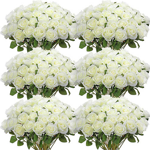 50 Pcs Artificial Silk Roses with Stem