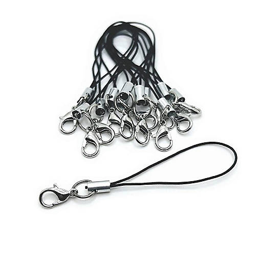 50 Pcs Black Silver Cell Phone Lanyards