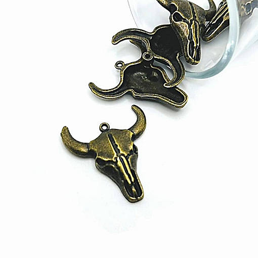 50 Pcs Bronze Steer Cattle Skull Charms