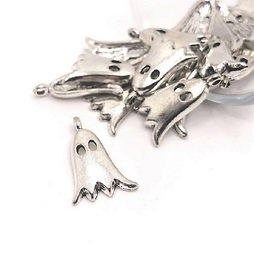 50 Pcs Cute Silver Ghost Charms