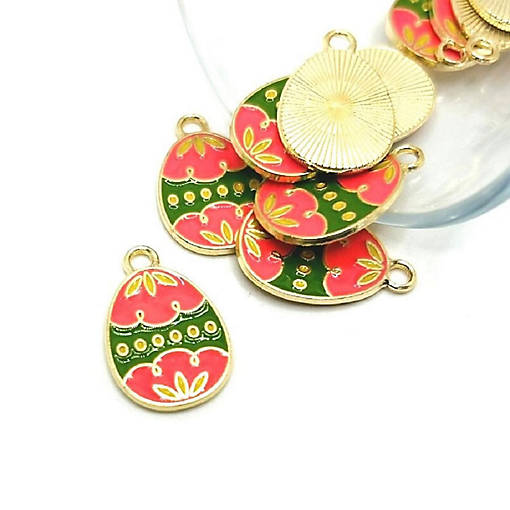 50 Pcs Pink and Green Easter Egg Charms