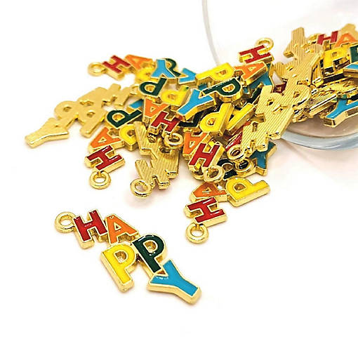 50 Pcs Rainbow Happy Charms