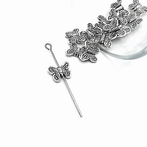 50 Pcs Silver Butterfly Spacer Beads