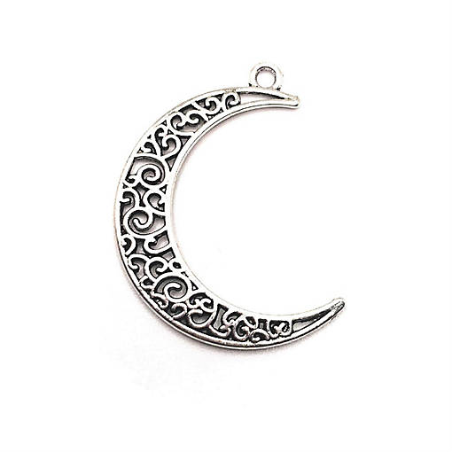 50 Pcs Silver Crescent Moon Charms