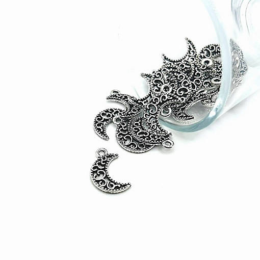 50 Pcs Silver Crescent Moon Charms