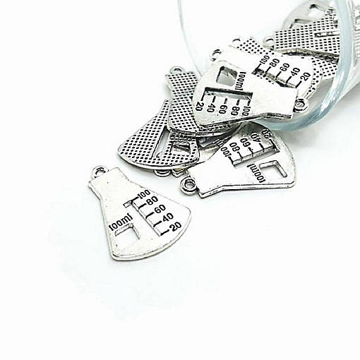 50 Pcs Silver Graduate Beaker Charms