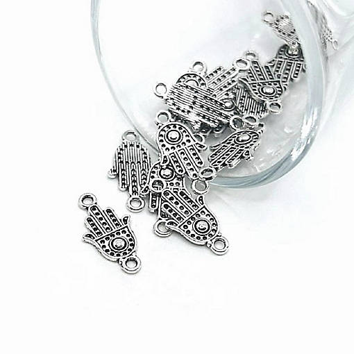 50 Pcs Silver Hamsa Hand Connectors