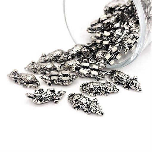 50 Pcs Silver Mouse Rat 3D Charms