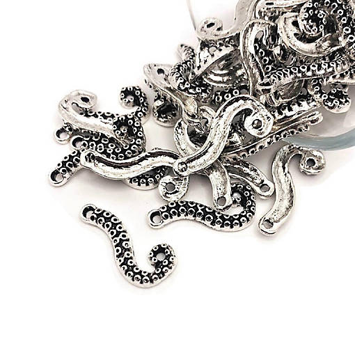 50 Pcs Silver Octopus Charm Connectors