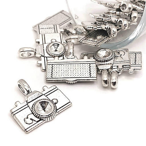 50 Pcs Silver Photographer Camera Charms