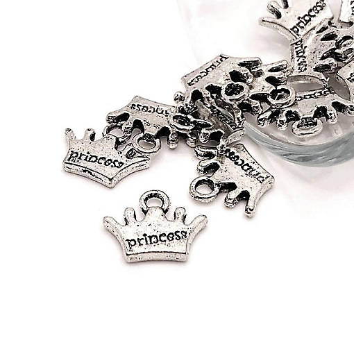 50 Pcs Silver Princess Crown Charms