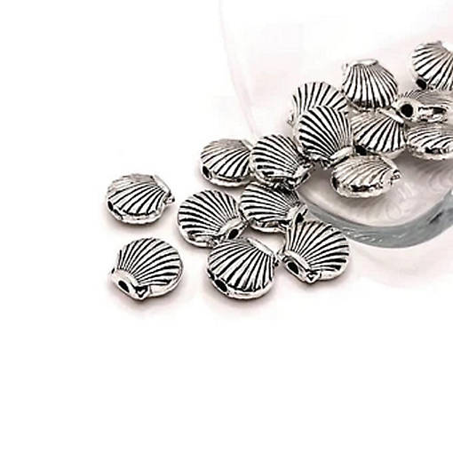50 Pcs Silver Shell Spacer Beads