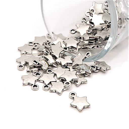 50 Pcs Small Silver Star Charms