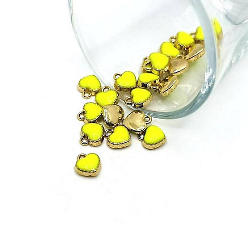 50 Pcs Small Yellow Heart Charms