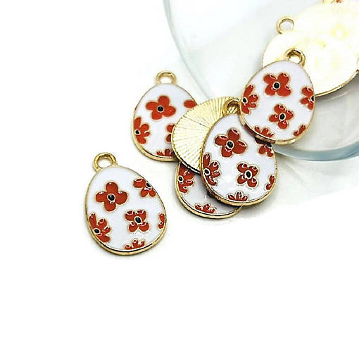 50 Pcs White Flowered Easter Egg Charms