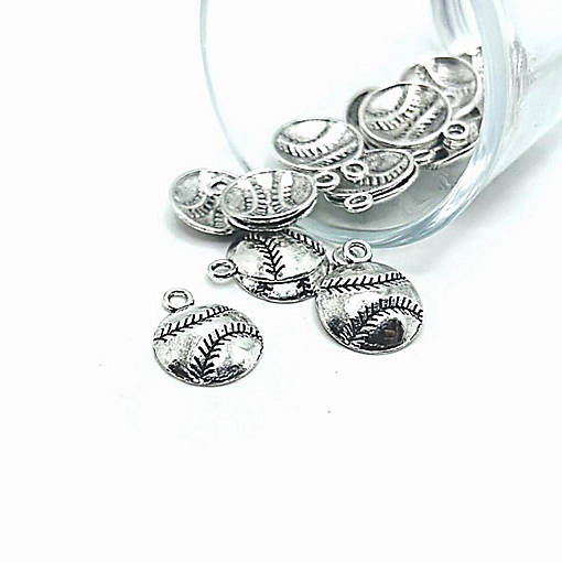 50 Pieces Silver Baseball Charms