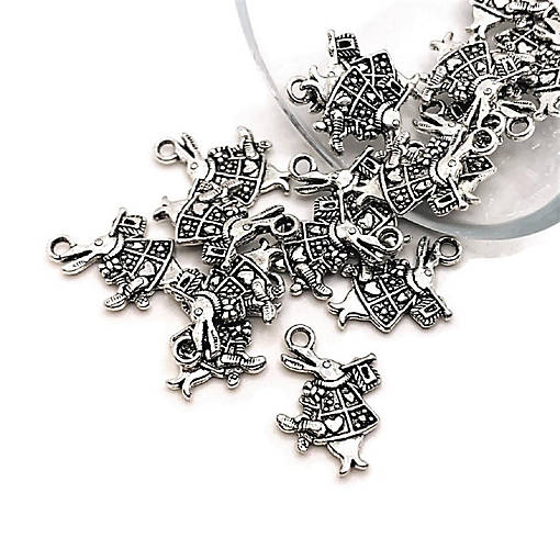 50 Pieces Silver White Rabbit Charms