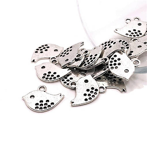 50 Pieces Small Silver Bird Charms