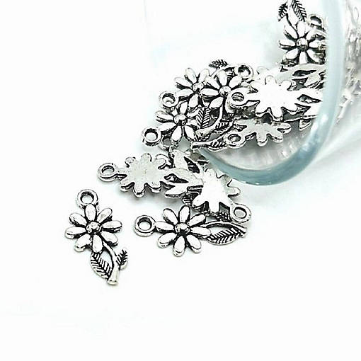 50 Pieces Small Silver Flower Charms