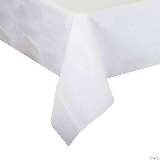 50" x 108" White Rectangular Linen-Like Tablecloths (5 Tablecloths)