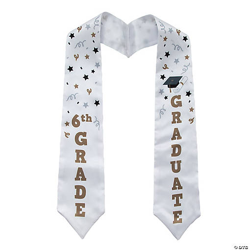 52" Kids Elementary 6th Grade Polyester Graduation Stole