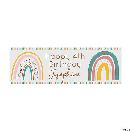 52" x 17" Boho Rainbow Custom Banner - Small