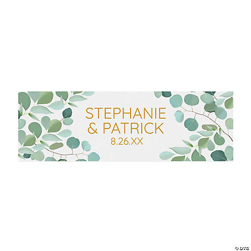 52" x 17" Personalized Eucalyptus Wedding Banner - Small