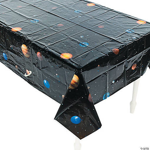 54" x 102" Outer Space Planets Disposable Plastic Tablecloth