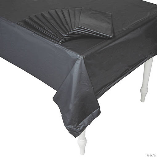 54" x 108" Bulk 12 Pc. Black Rectangle Disposable Plastic Tablecloths