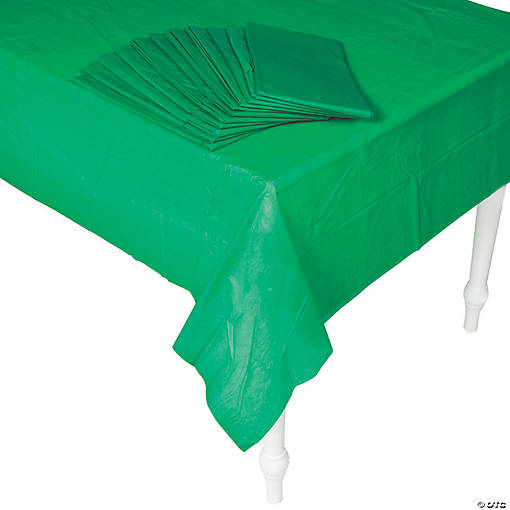 54" x 108" Bulk 12 Pc. Green Rectangle Disposable Plastic Tablecloths