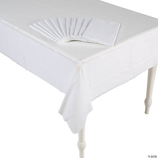 54" x 108" Bulk White Plastic Tablecloths - 12 Pc.