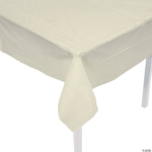 54" x 108" Ivory Plastic Tablecloth