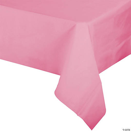 54" x 108" Pink Rectangular Disposable Plastic Tablecloths (96 Tablecloths)