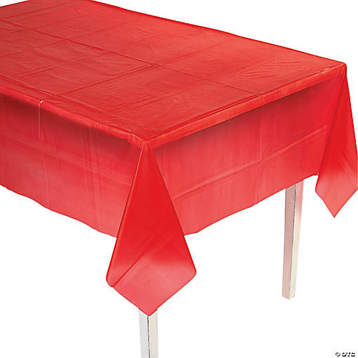 54" x 108" Red Rectangle Disposable Plastic Tablecloth