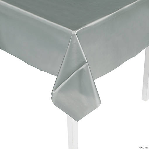 54" x 108" Silver Plastic Tablecloth
